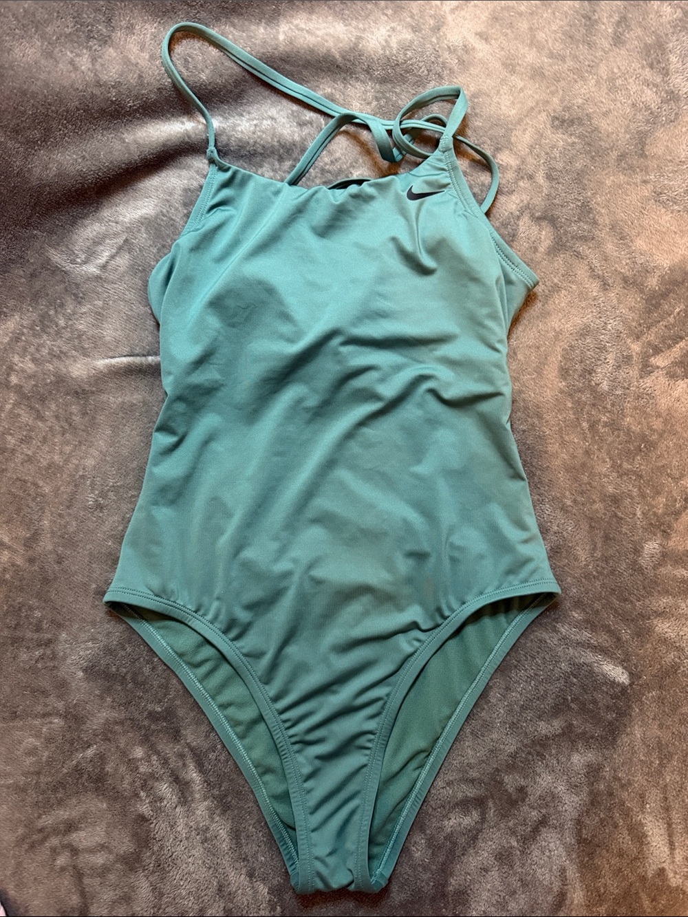 Nike women’s dark Teal Green One-Piece Swimsuit with Crisscross Back Straps